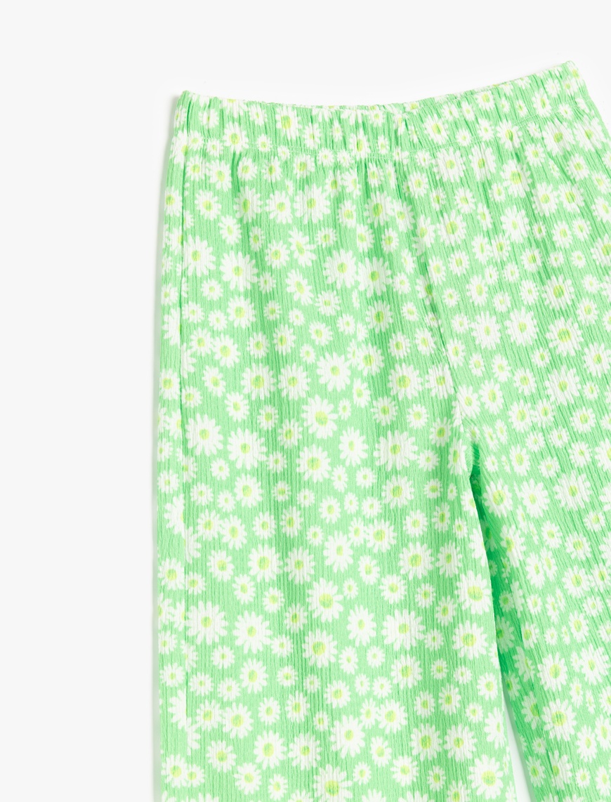  Devojčica Cvetne pantalone sa širokim nogavicama