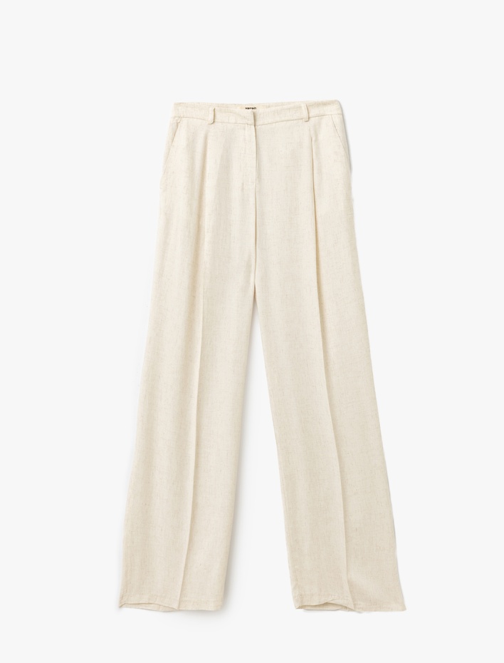  Viskozne široke pantalone sa faltama